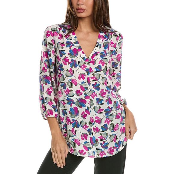 Jones New York Womens  Pleat Front Tunic, White - Picture 1 of 3